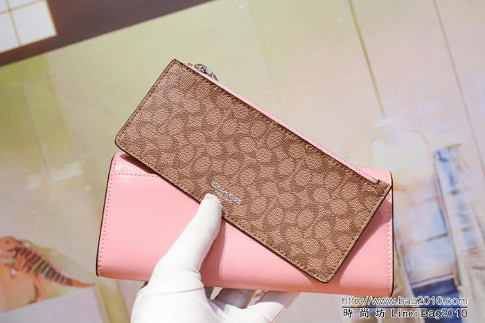 COACH蔻馳 F52689 女士信封錢包 簡單優雅 卡位/零錢位齊全 時尚按扣  Chz1329